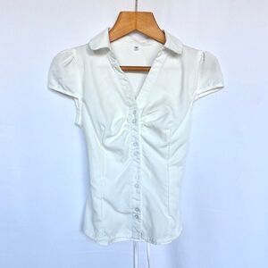 Tie back button up collared top ❤︎